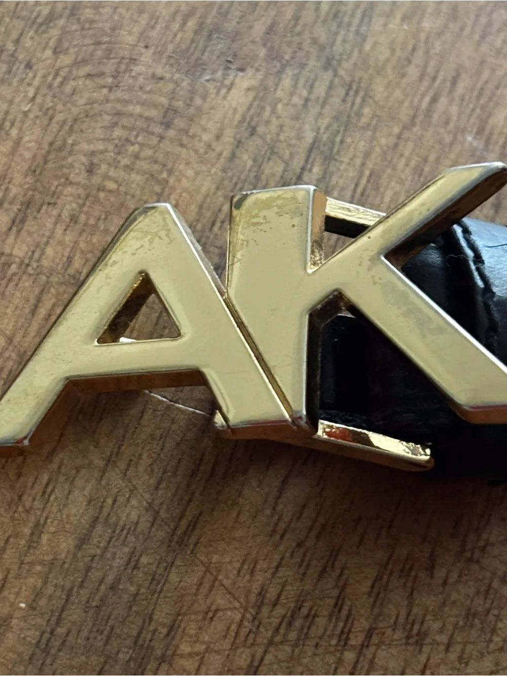 Vintage Anne Klein for Oroton Skinny Logo Belt Black Leather - hard to find! - L